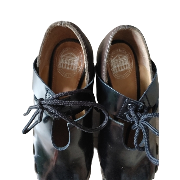 Acne Studios Black Brown Leather Wedge Cork Open Toe Heels - Picture 7 of 17